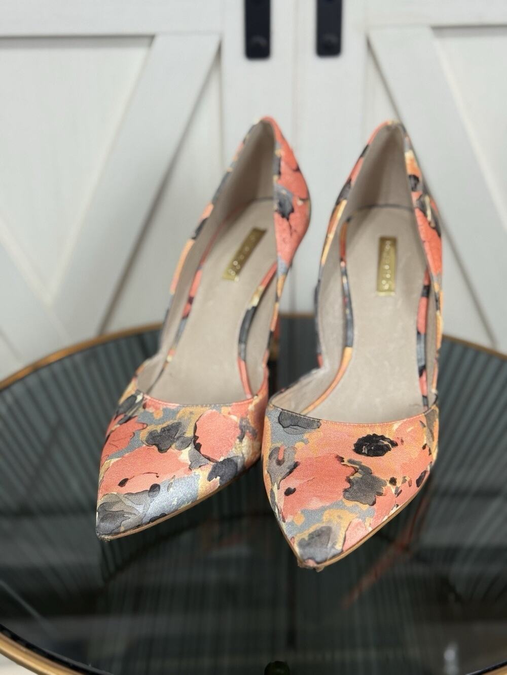Louise et Cie Hermosah Floral Satin Pointed Toe Pumps Stilettos Women Size 9.5M